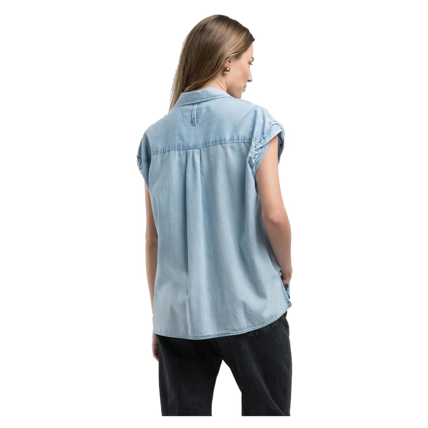 REPLAY CAMICIA SMANICATA DENIM