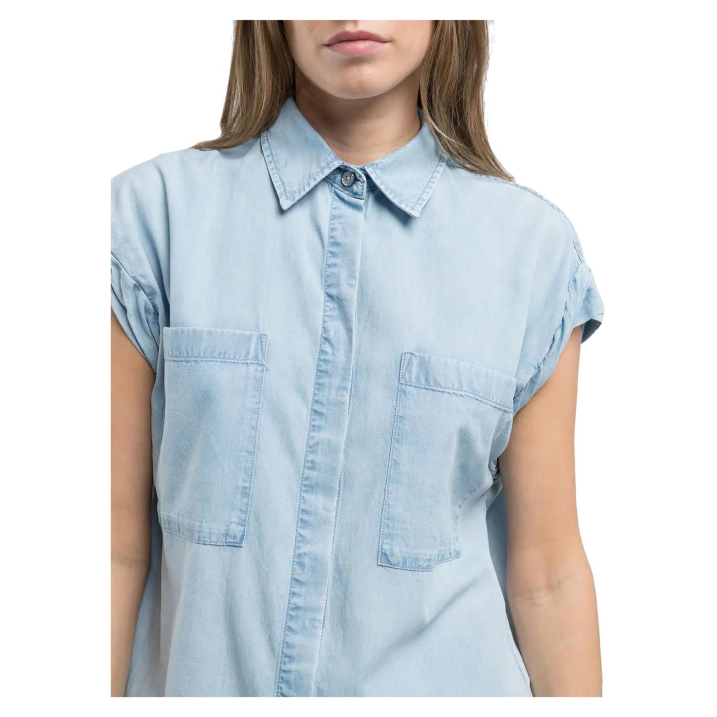 REPLAY CAMICIA SMANICATA DENIM