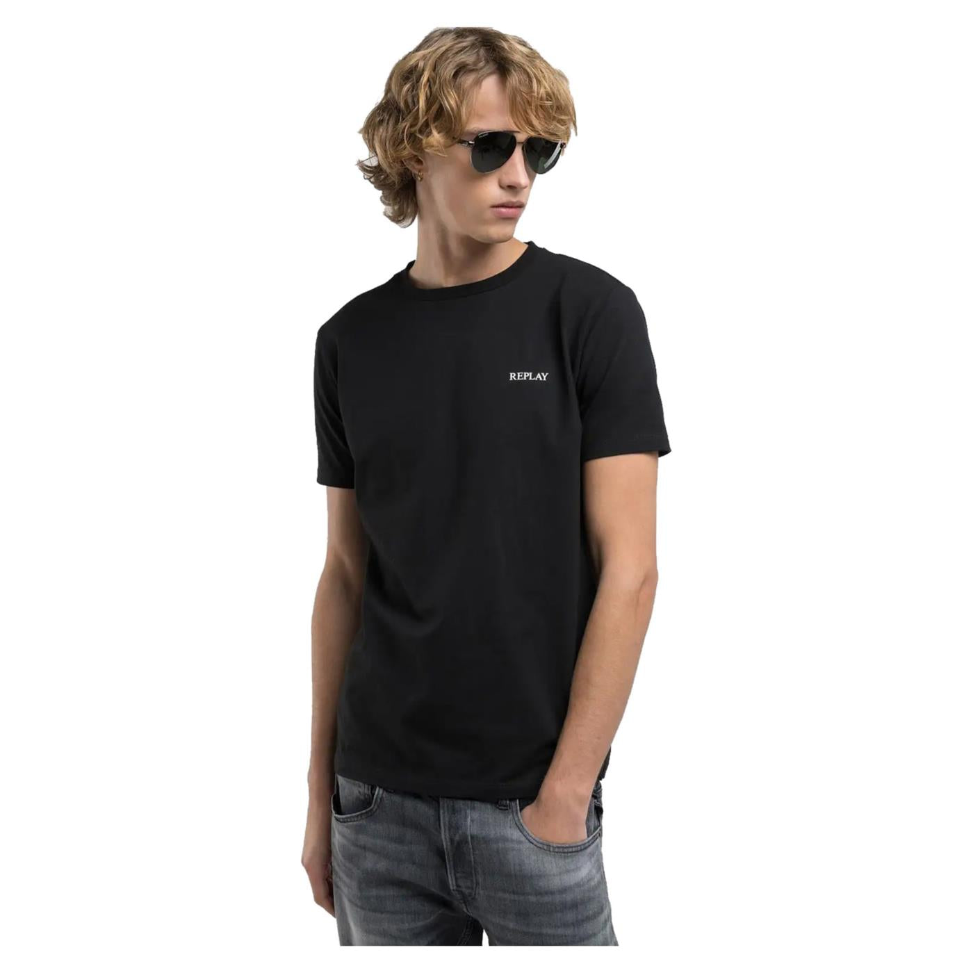 REPLAY TEE IN COTONE LETTERING