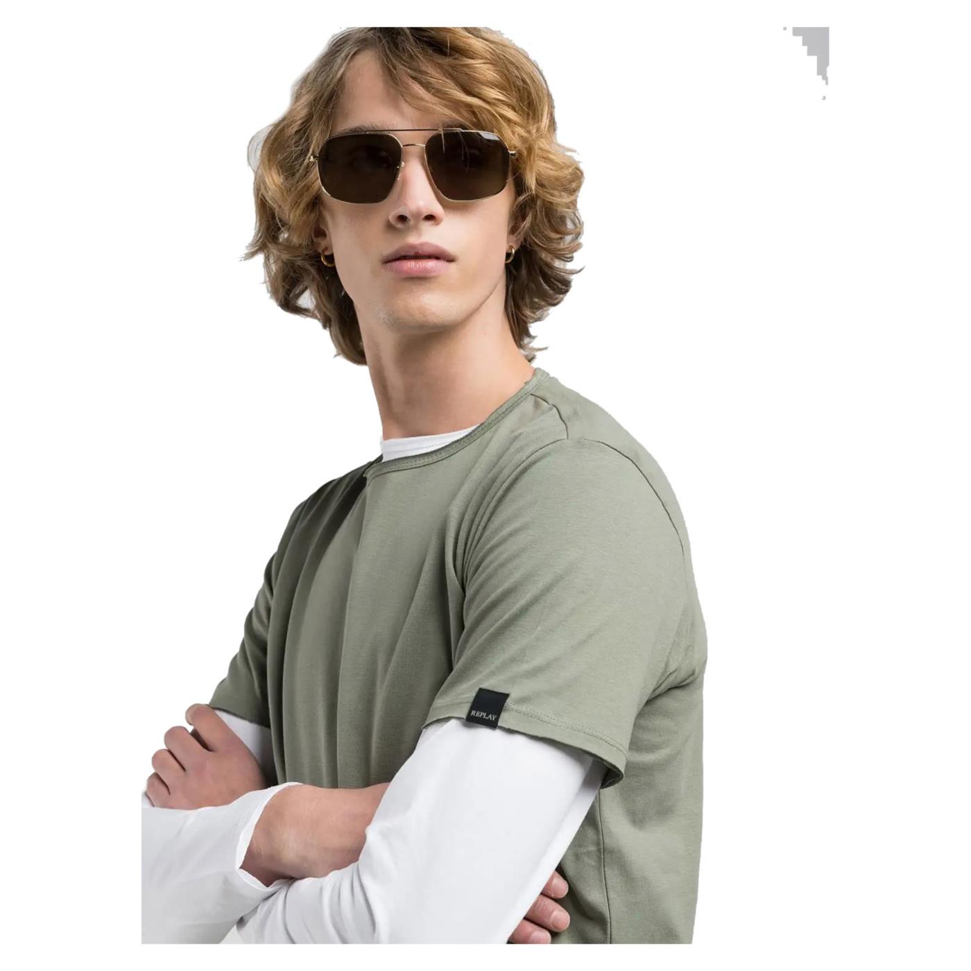 REPLAY T-SHIRT GIROCOLLO COTONE