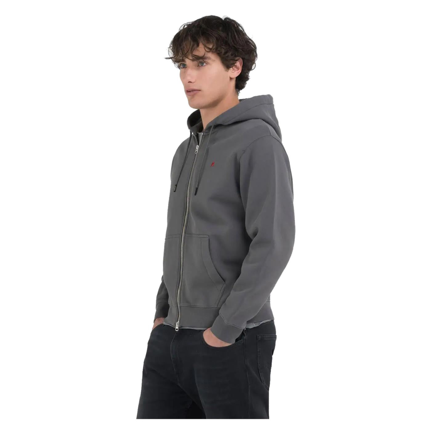 REPLAY FELPA ZIP CAPPUCCIO