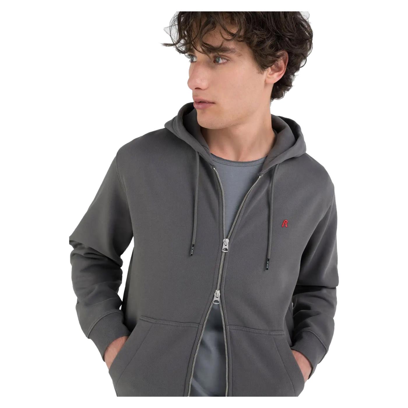 REPLAY FELPA ZIP CAPPUCCIO