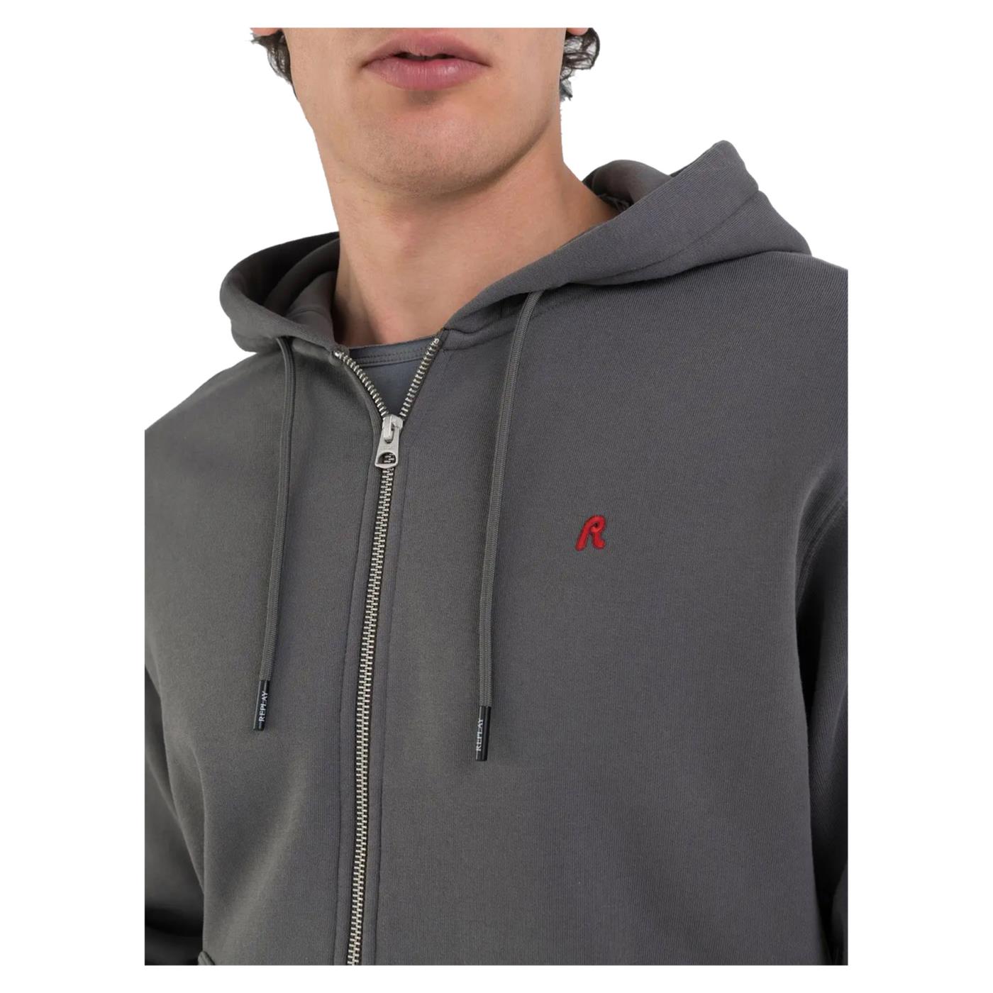 REPLAY FELPA ZIP CAPPUCCIO