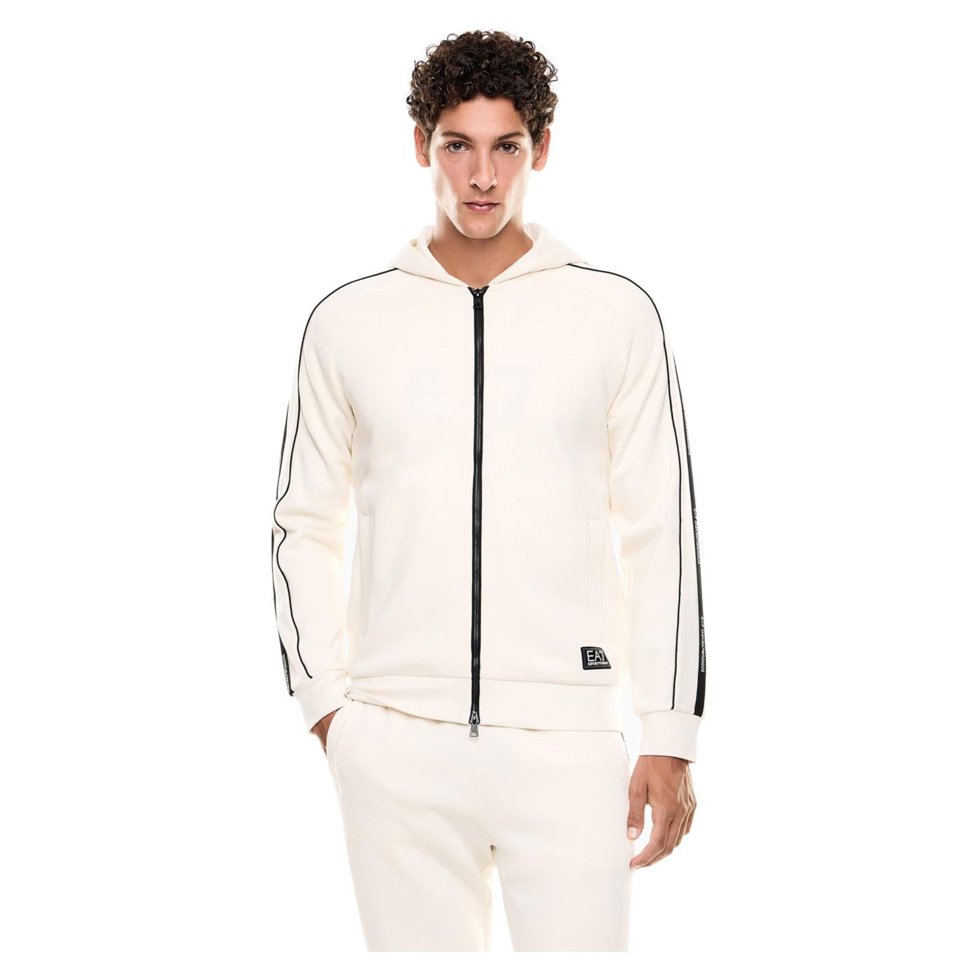 EMPORIO ARMANI 7 EA7 TRAIN LOGO TAPE HOODIE FZ