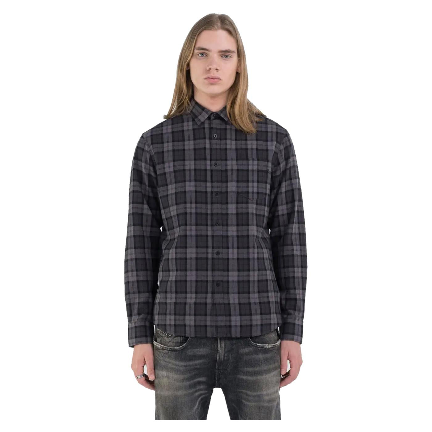 REPLAY CAMICIA CHECK FLANELLA