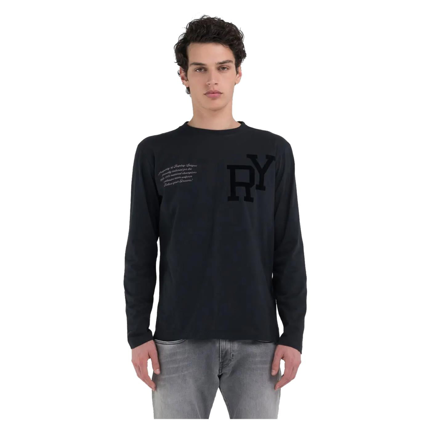 REPLAY TEE ML JERSEY LETTERING