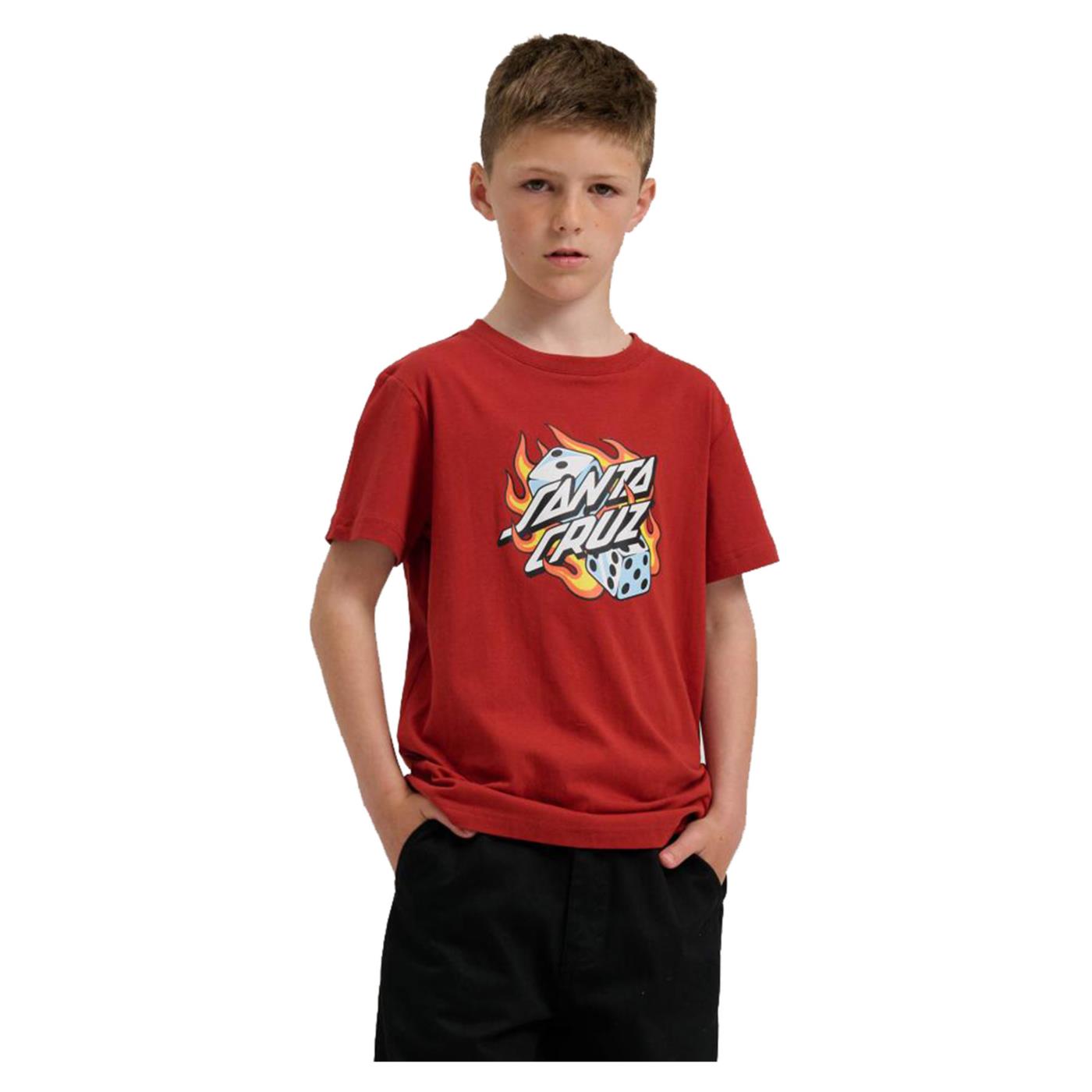 SANTA CRUZ JR FLAMING DICE DOT TEE