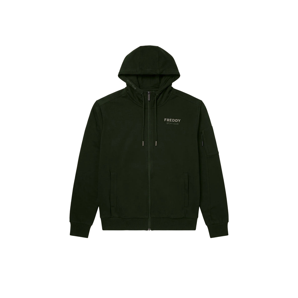 FREDDY FELPA FULL ZIP CAPPUCCIO - Militare - immagine principale