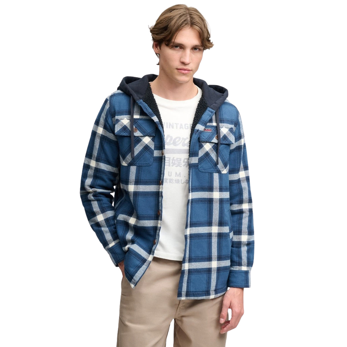 SUPERDRY BORG LINED HOOD OVERSHIRT