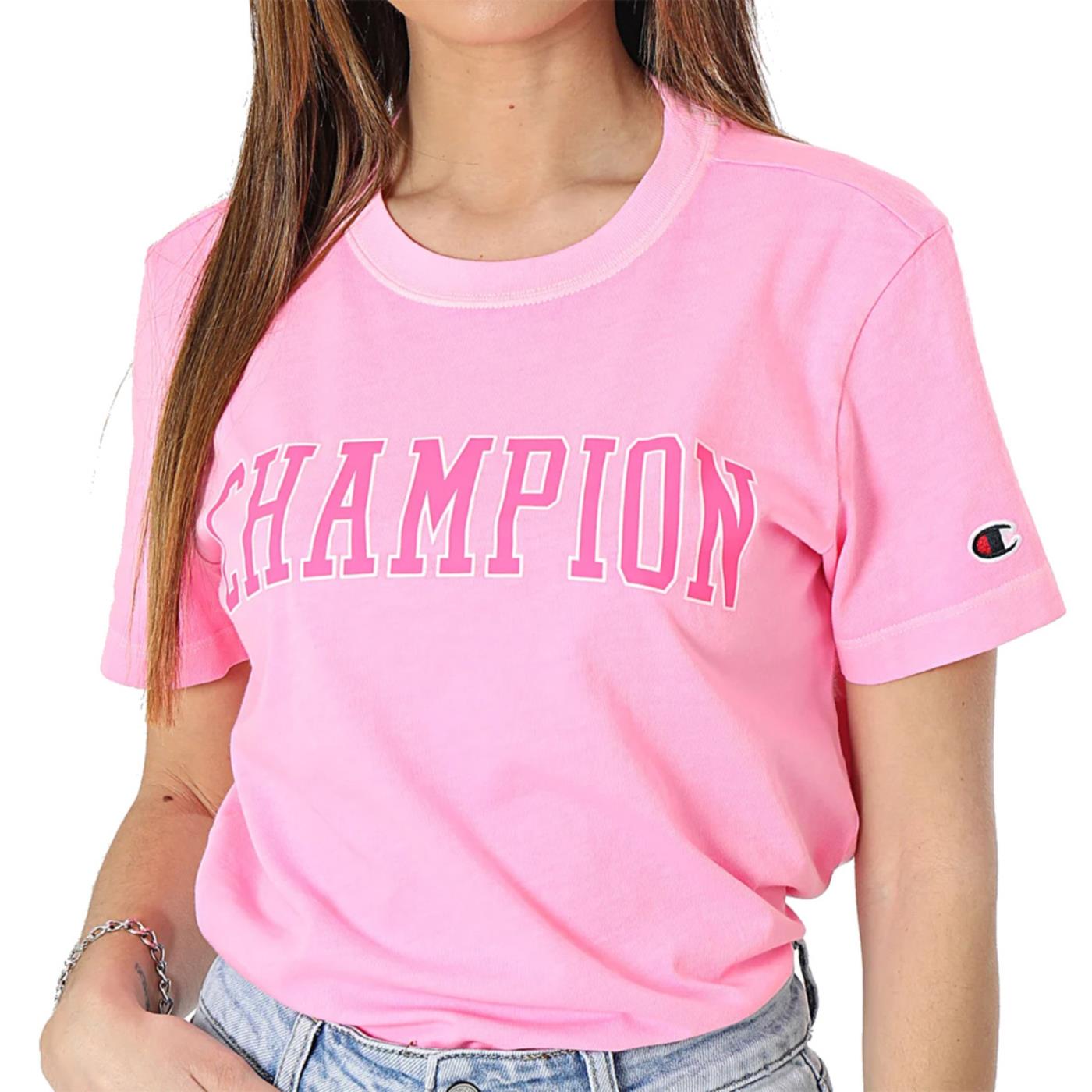 CHAMPION WOMAN CREWNECK T-SHIRT - Rosa - vista 2