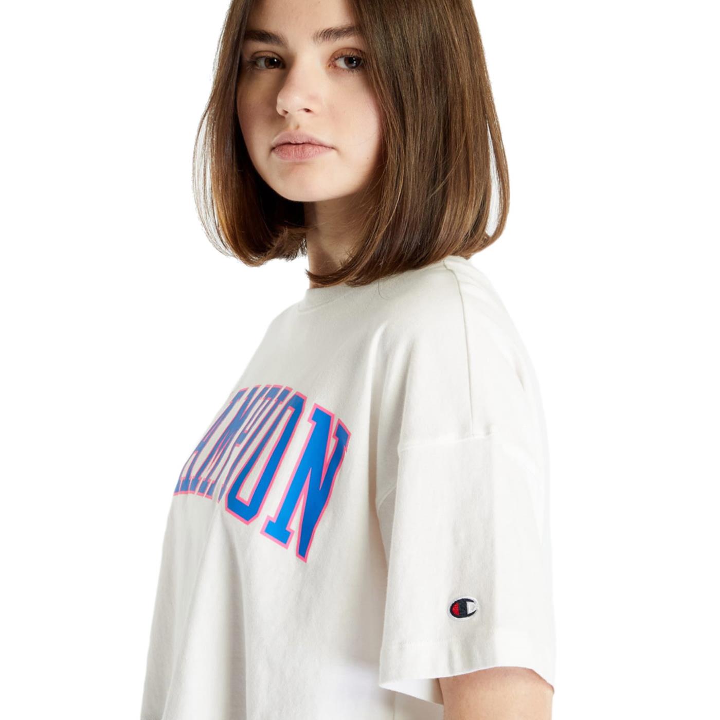 CHAMPION WOMAN CREWNECK T-SHIRT - Bianco - vista 3