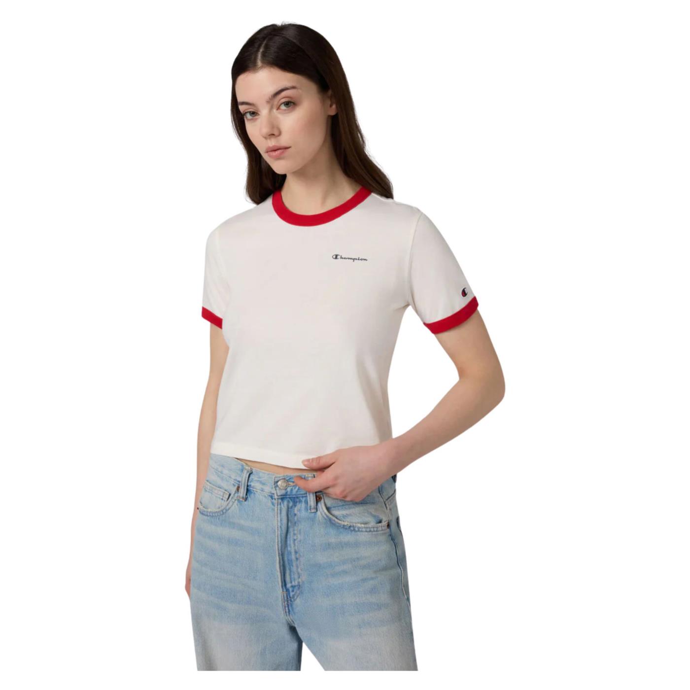 CHAMPION W CREWNECK CROPTOP TEE - Bianco - immagine principale