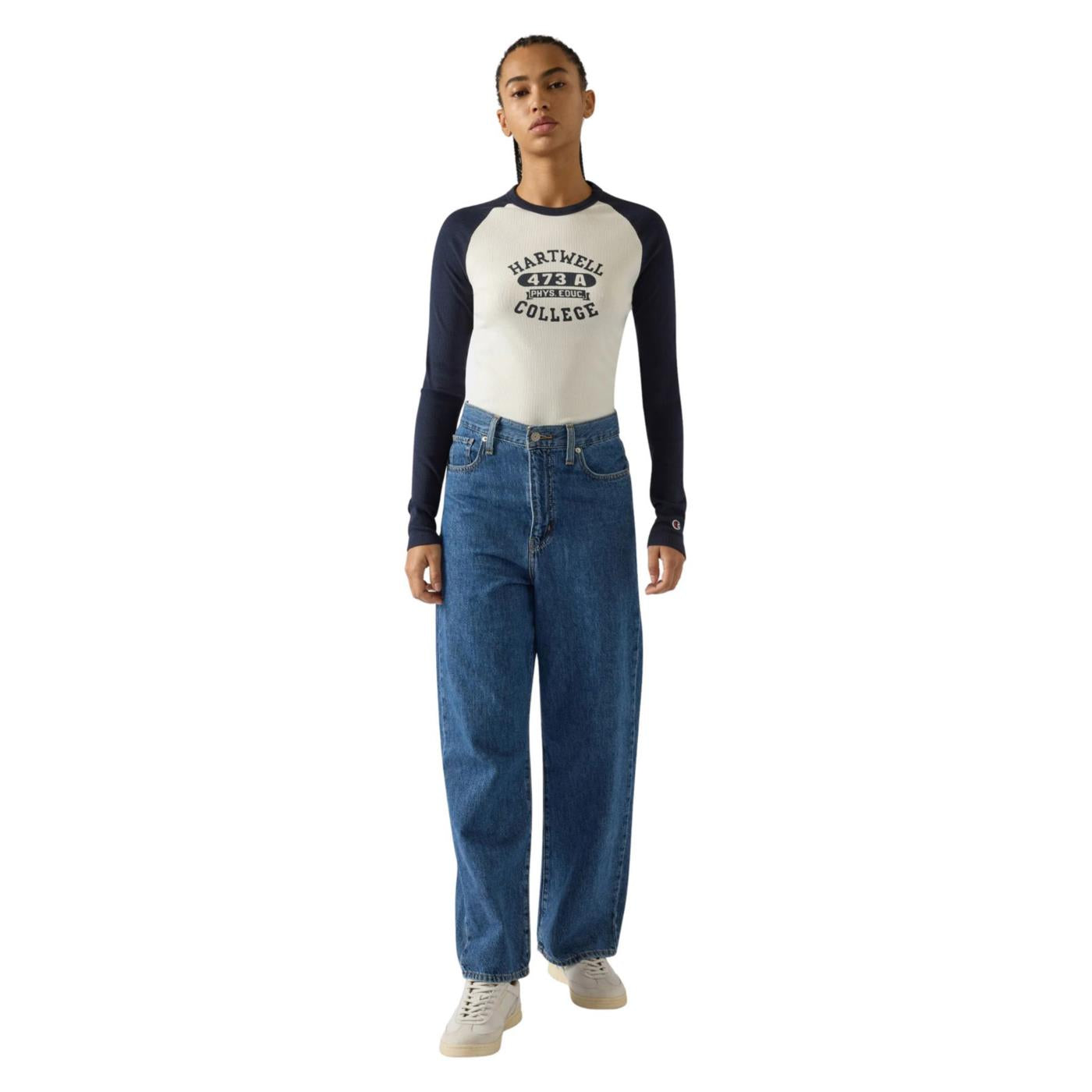 CHAMPION W CREWNECK LS TEE - Bianco - vista 4