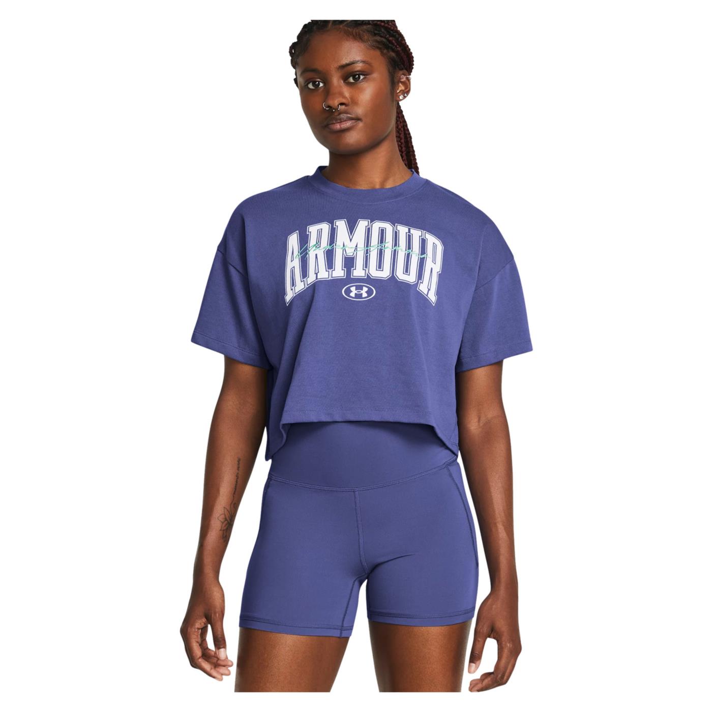UNDER ARMOUR HW SCRIPTED CROP SS TEE W