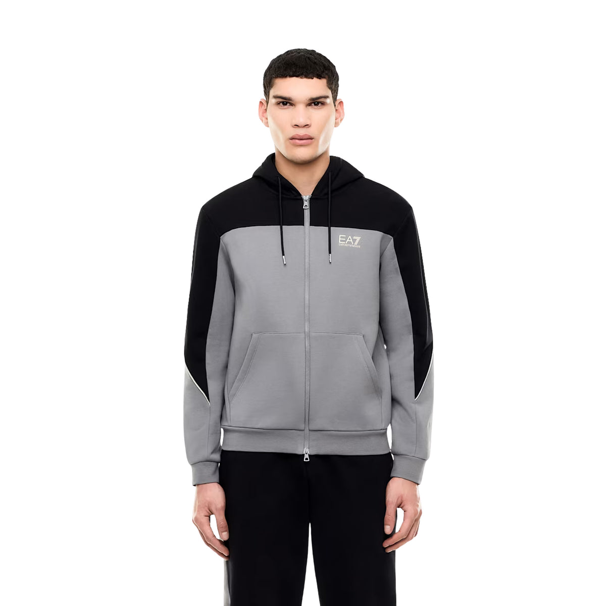 EMPORIO ARMANI 7 EA7 TRAIN COLOURBLOCK HOOD FZ - Grigio scuro - immagine principale