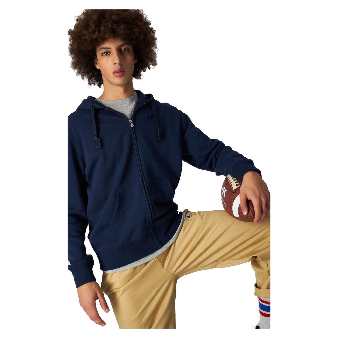 CHAMPION HOODED FULL ZIP SWEATSHIR - Blu - vista 2