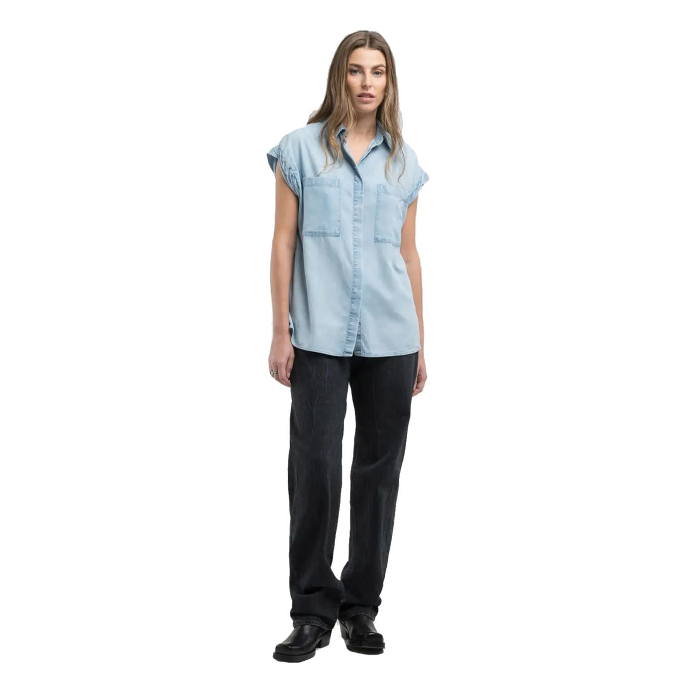 REPLAY SLEEVELESS DENIM SHIRT