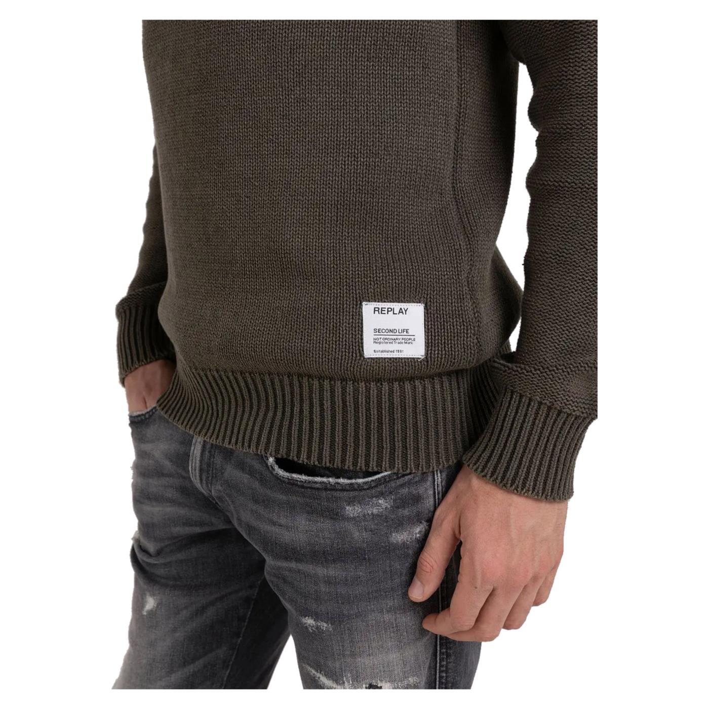 REPLAY MAGLIONE UOMO - Verde militare - vista 4