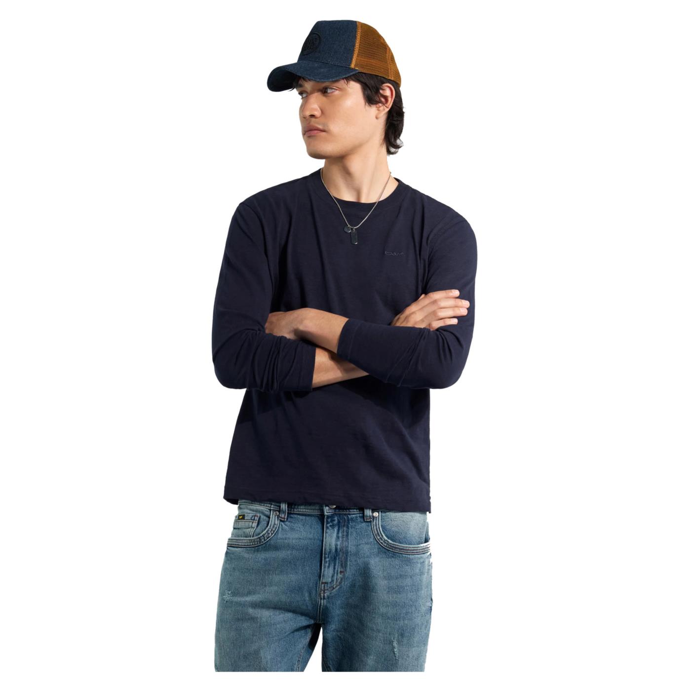 GAS T-SHIRT ML DHARIS LOGO - Blu - immagine principale