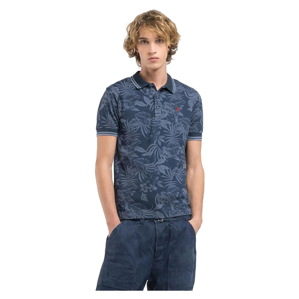 REPLAY PIQUET POLO WITH PRINT