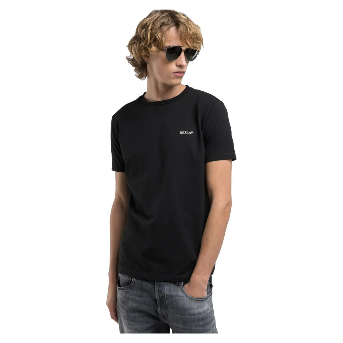 REPLAY TEE IN COTTON LETTERING - seconda immagine