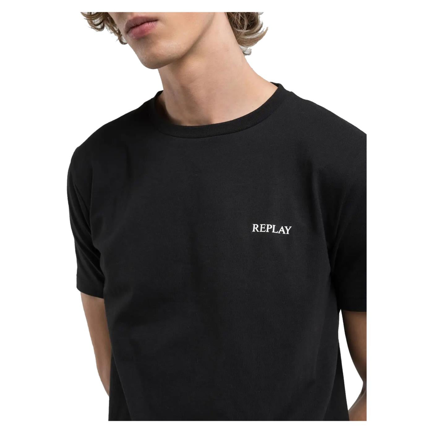 REPLAY TEE IN COTONE LETTERING