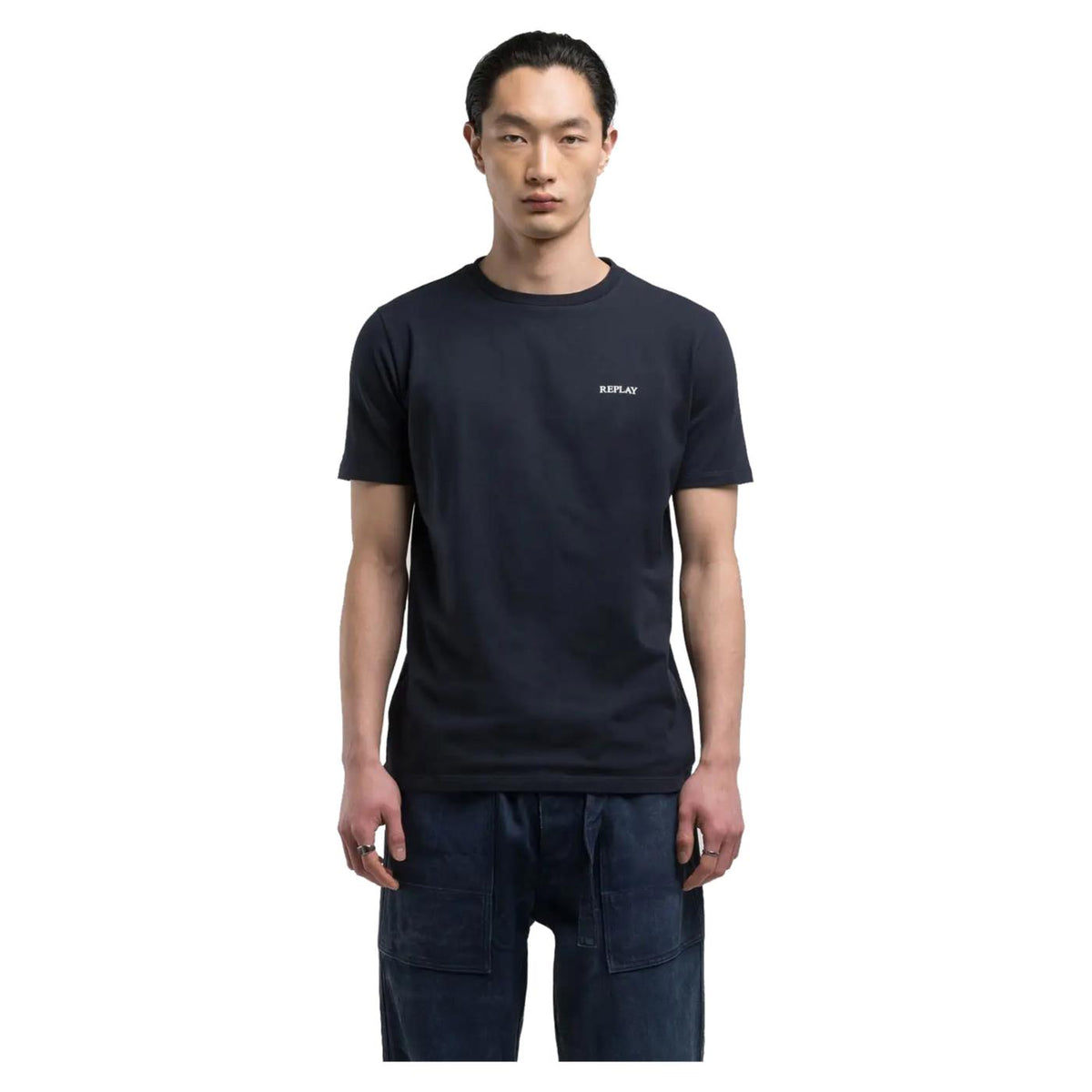 REPLAY TEE IN COTTON LETTERING