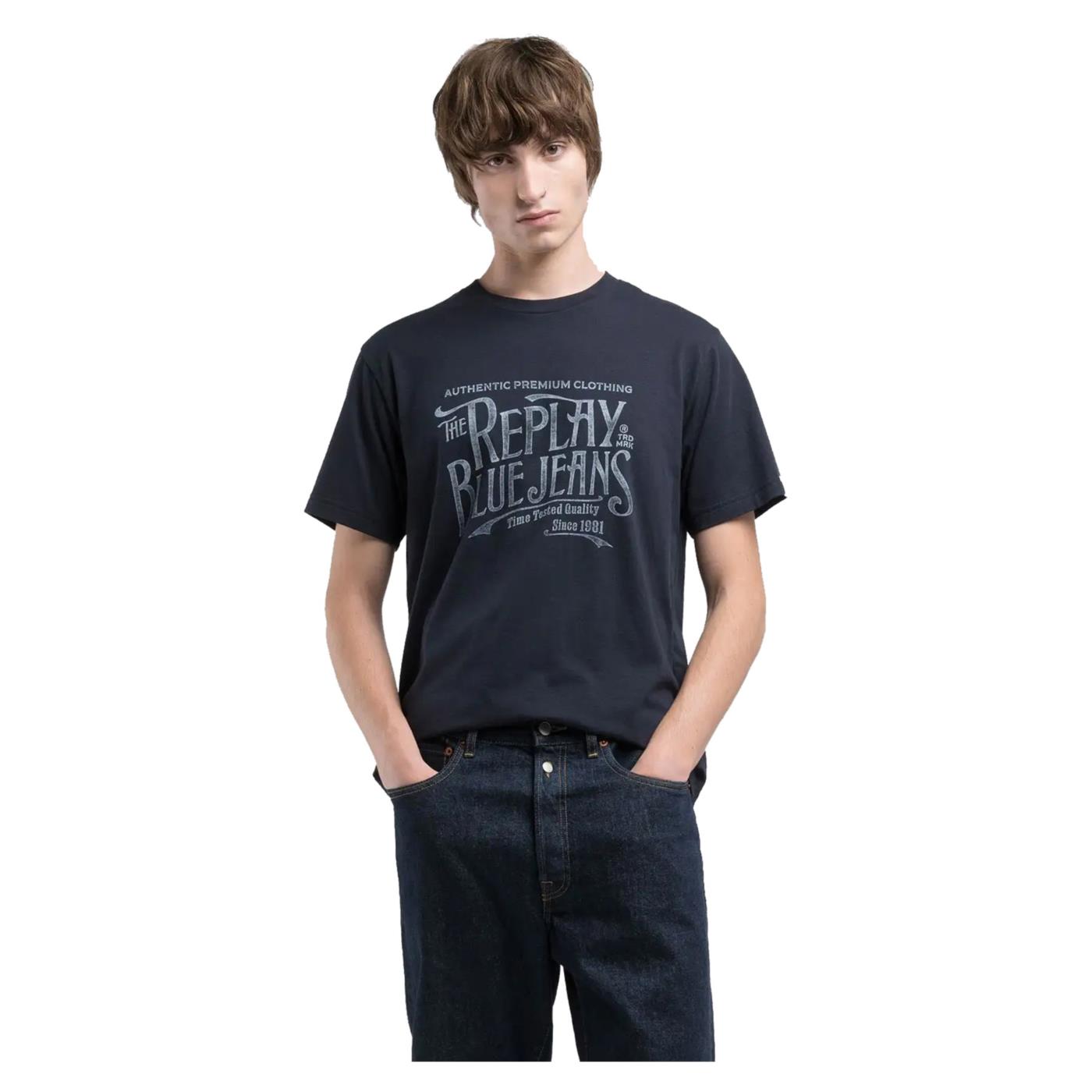 REPLAY TEE REGULAR FIT STAMPATA