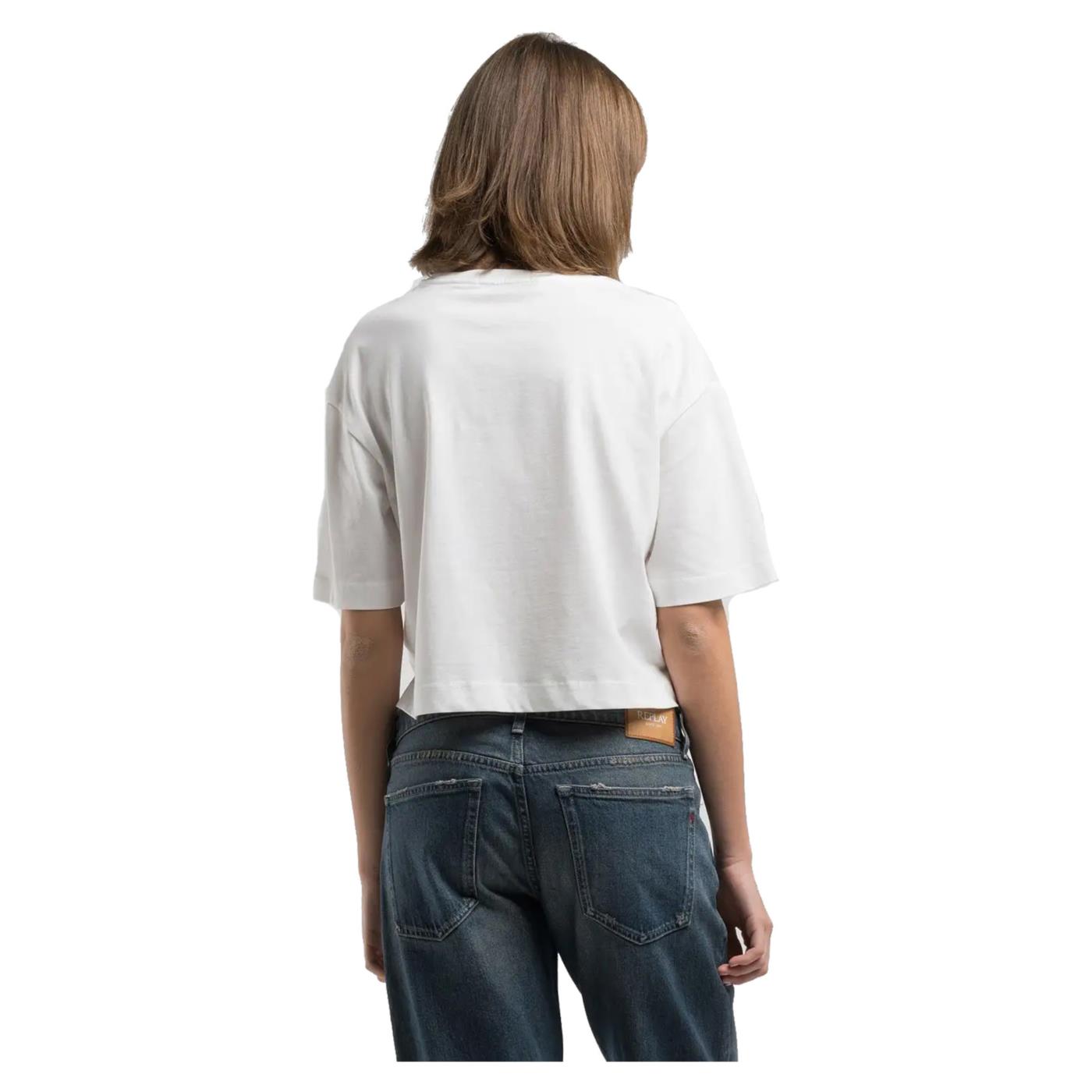REPLAY TEE CROPPED STAMPATA