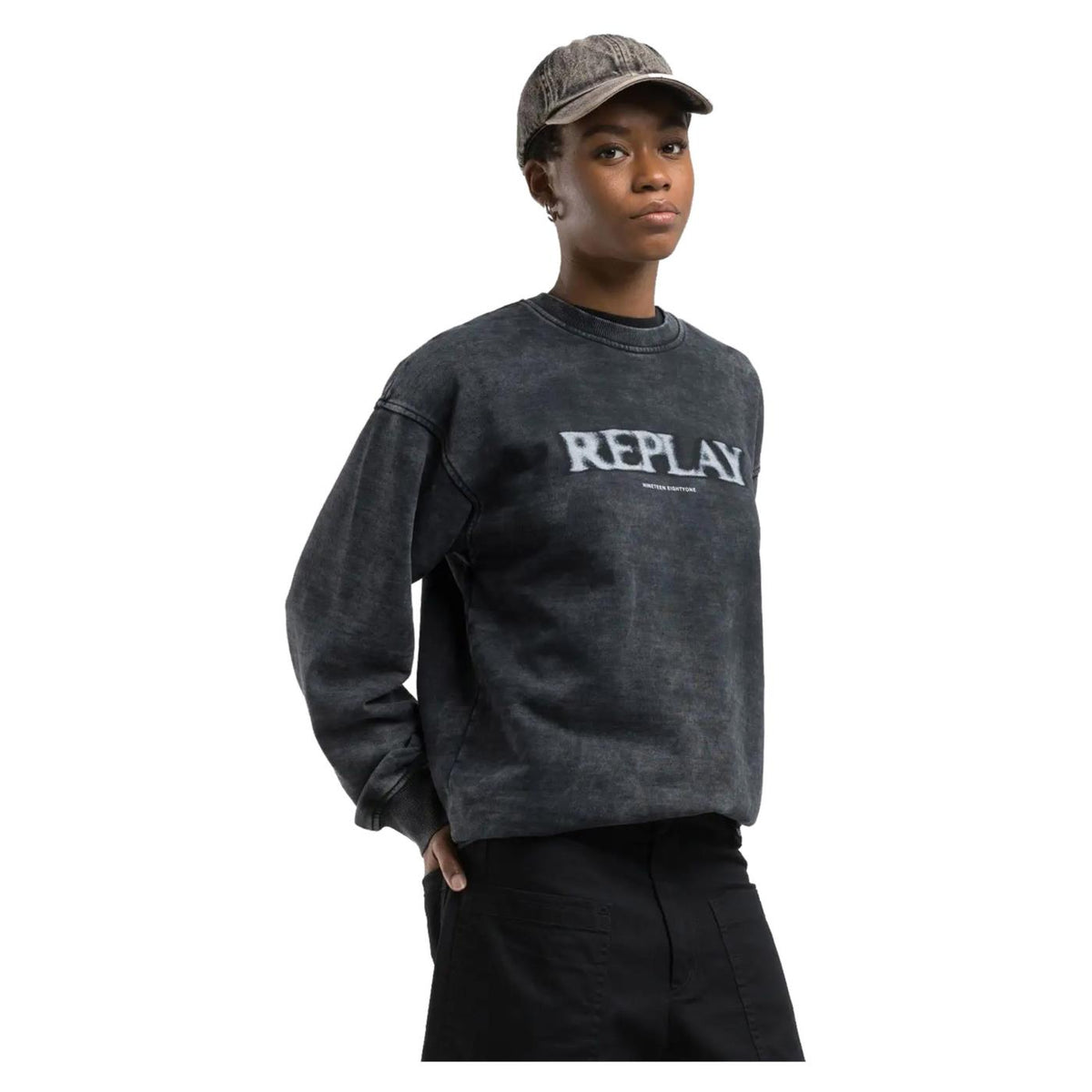 REPLAY CREW LETTERING SWEATSHIRT