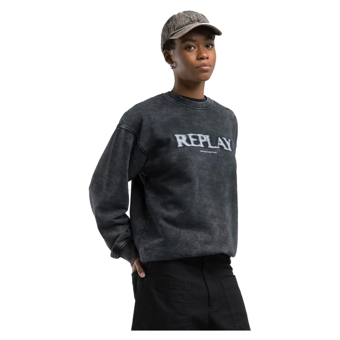 REPLAY CREW LETTERING SWEATSHIRT