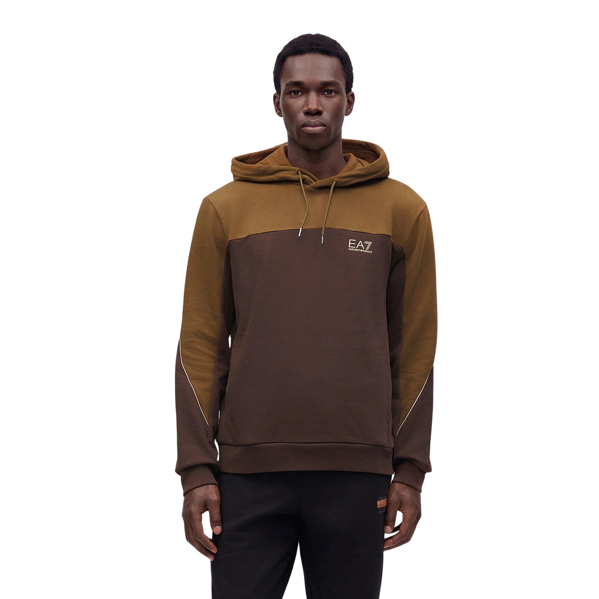 EMPORIO ARMANI 7 EA7 TRAIN COLOURBLOCK HOODIE - Marrone scuro - immagine principale