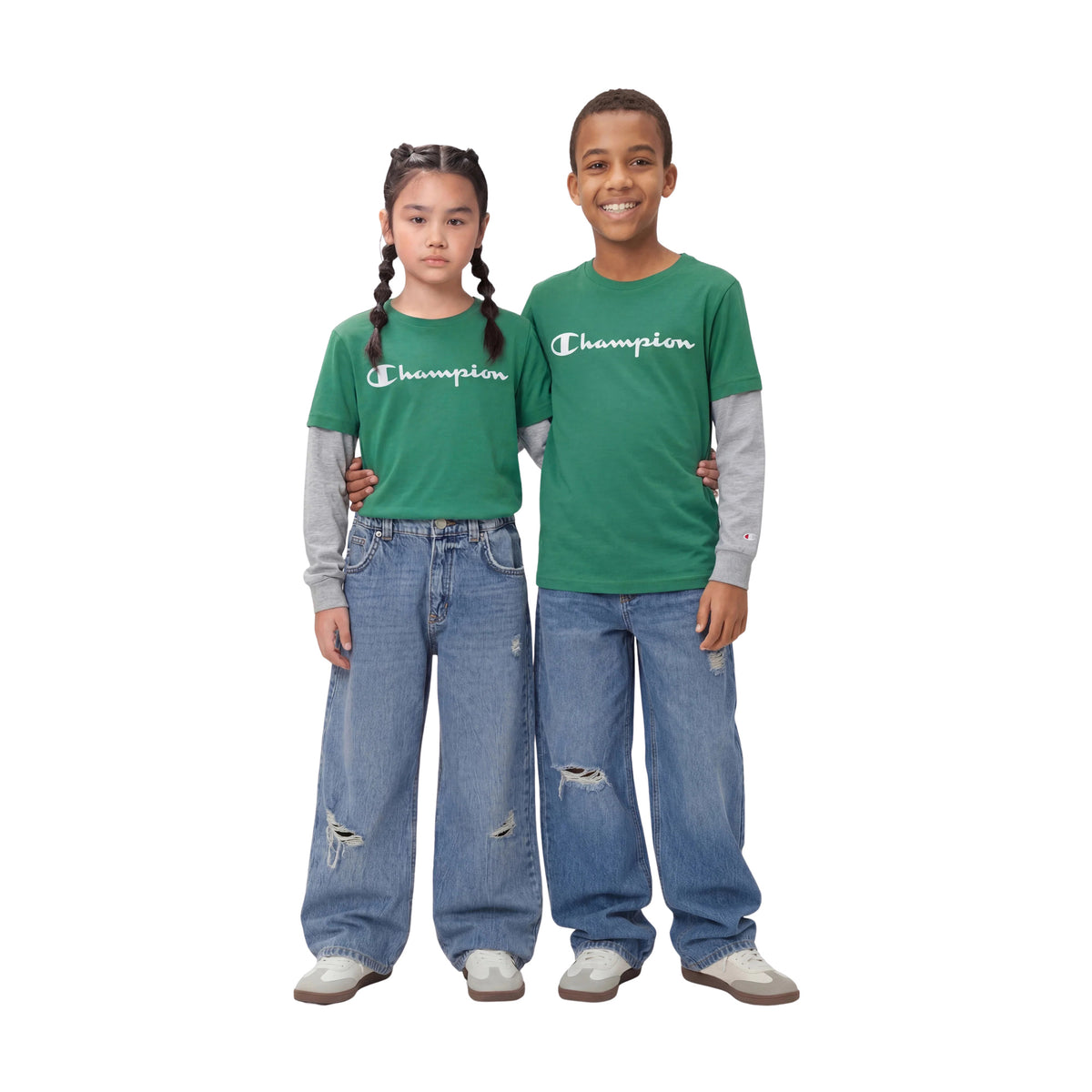 CHAMPION JR B LONG SLEEVE T-SHIRT - Verde - immagine principale