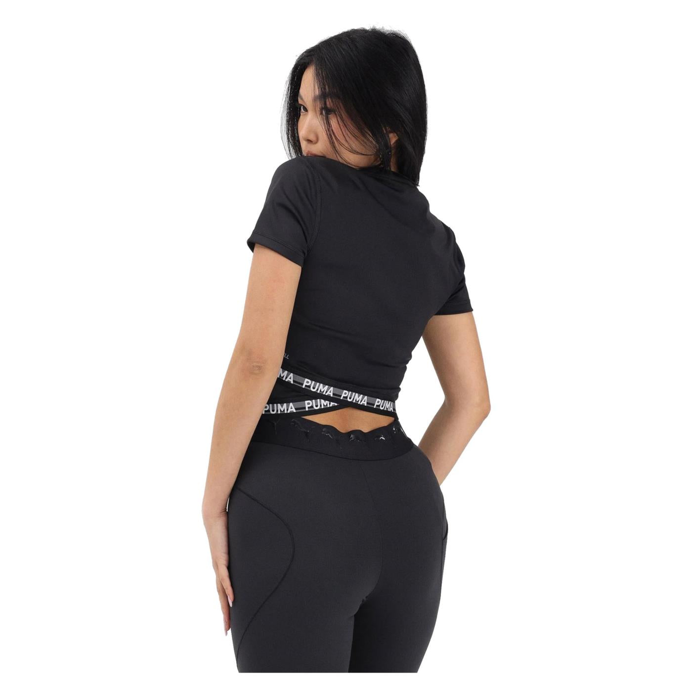 PUMA W STRONG CROSS BACK TEE - Nero - vista 2