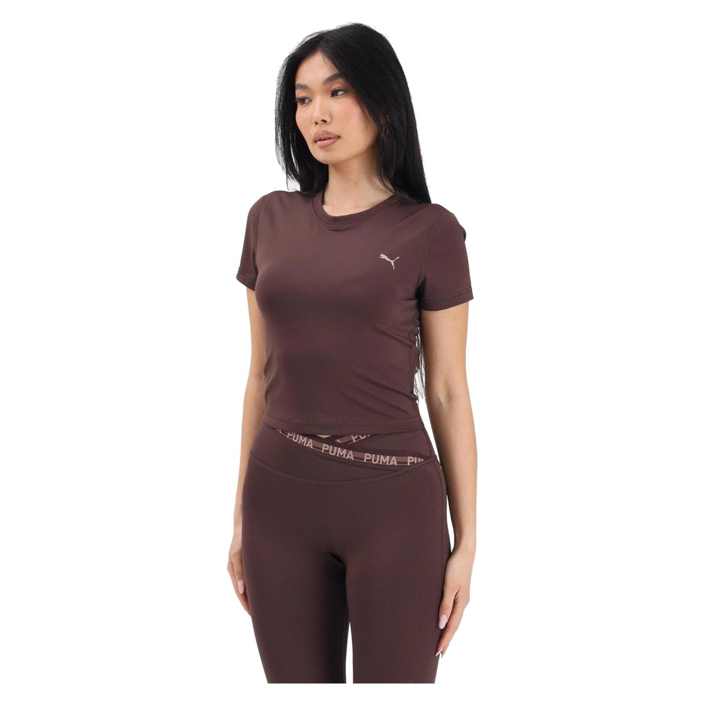 PUMA W STRONG CROSS BACK TEE - Marrone scuro - immagine principale
