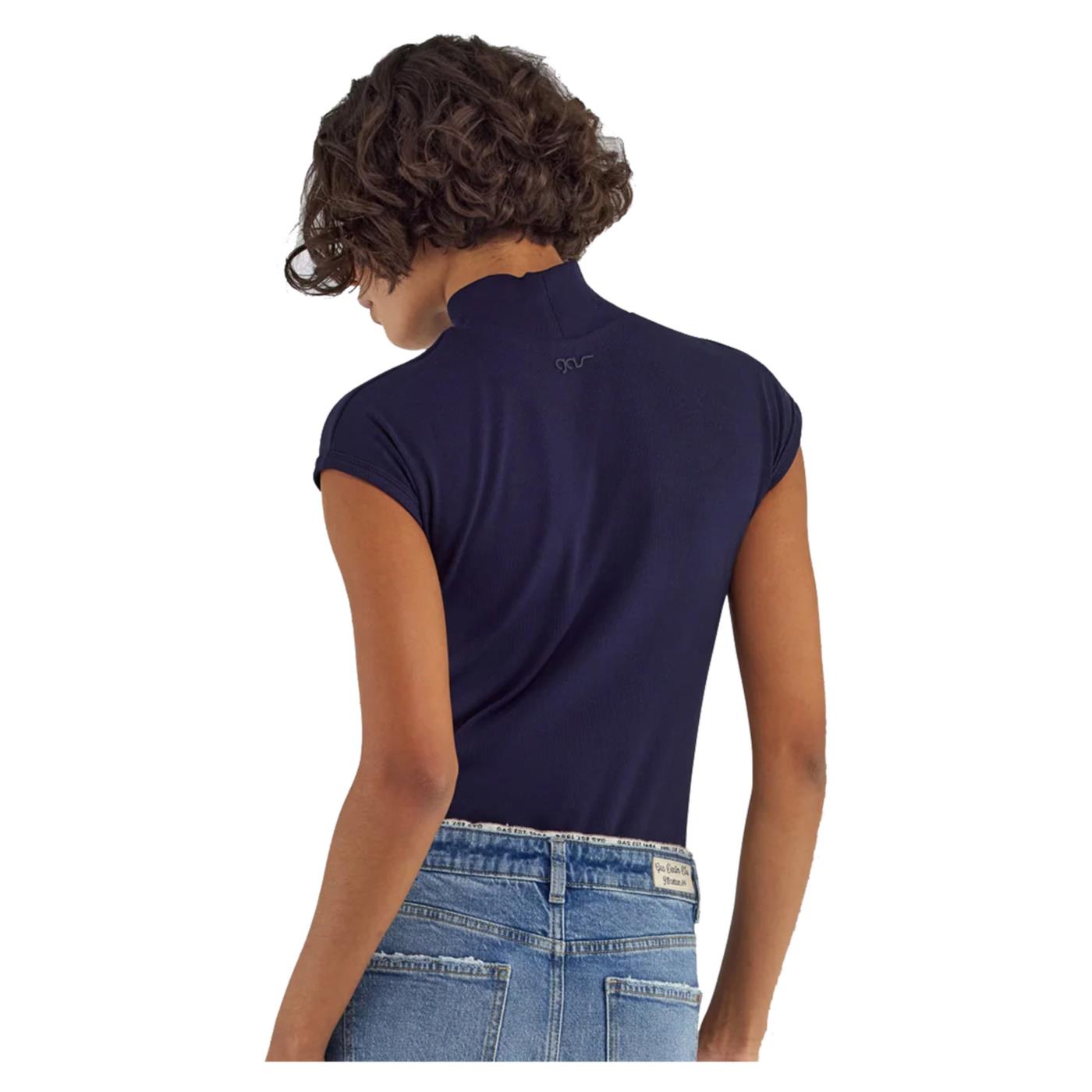 GAS T-SHIRT W HANIS MC COLLAR - Blu - vista 3