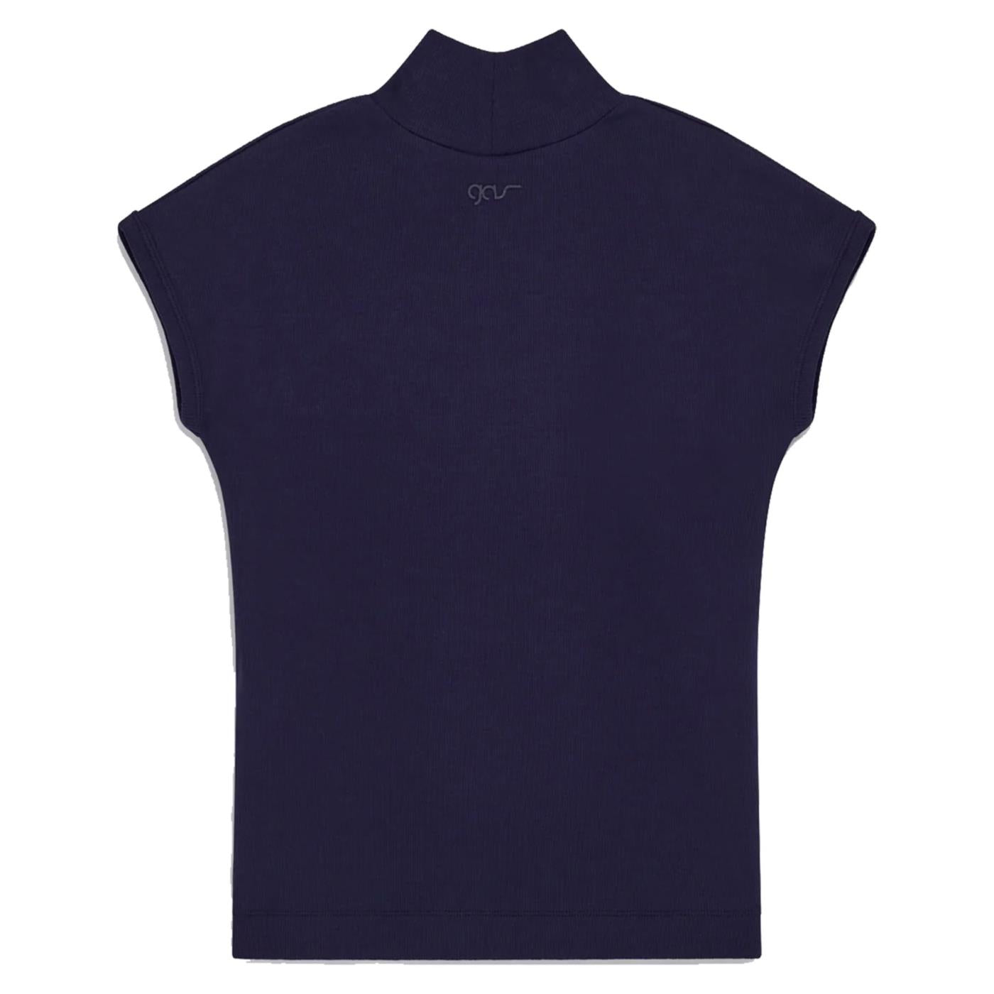 GAS T-SHIRT W HANIS MC COLLAR - Blu - vista 7