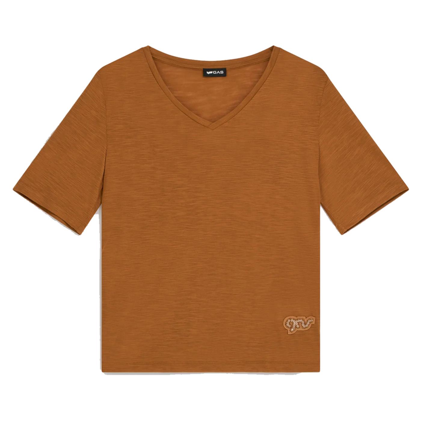GAS T-SHIRT W ZIRA LIGHT SLUB - Marrone chiaro - vista 2