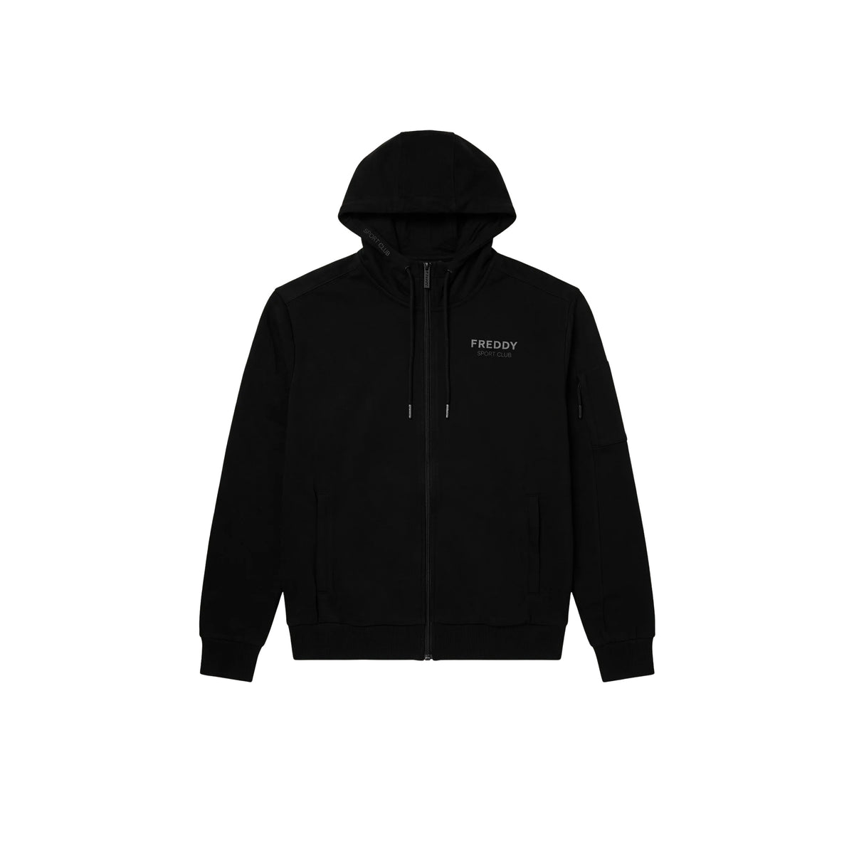 FREDDY FELPA FULL ZIP CAPPUCCIO - Nero - immagine principale