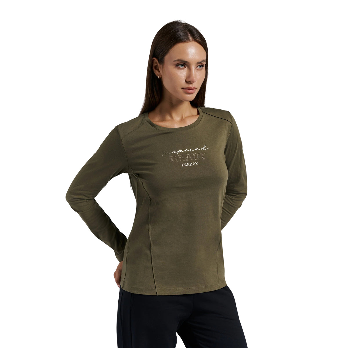FREDDY SLOUNGE W TEE LS MODAL - Militare - immagine principale