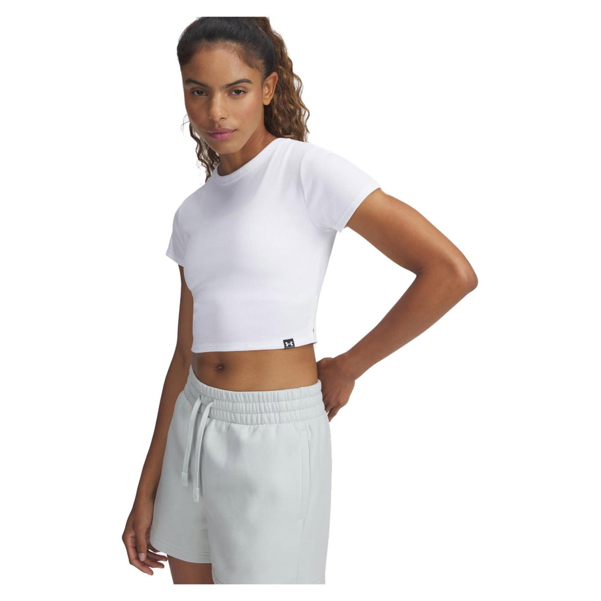 UNDER ARMOR W RIVAL RIB BABY TEE