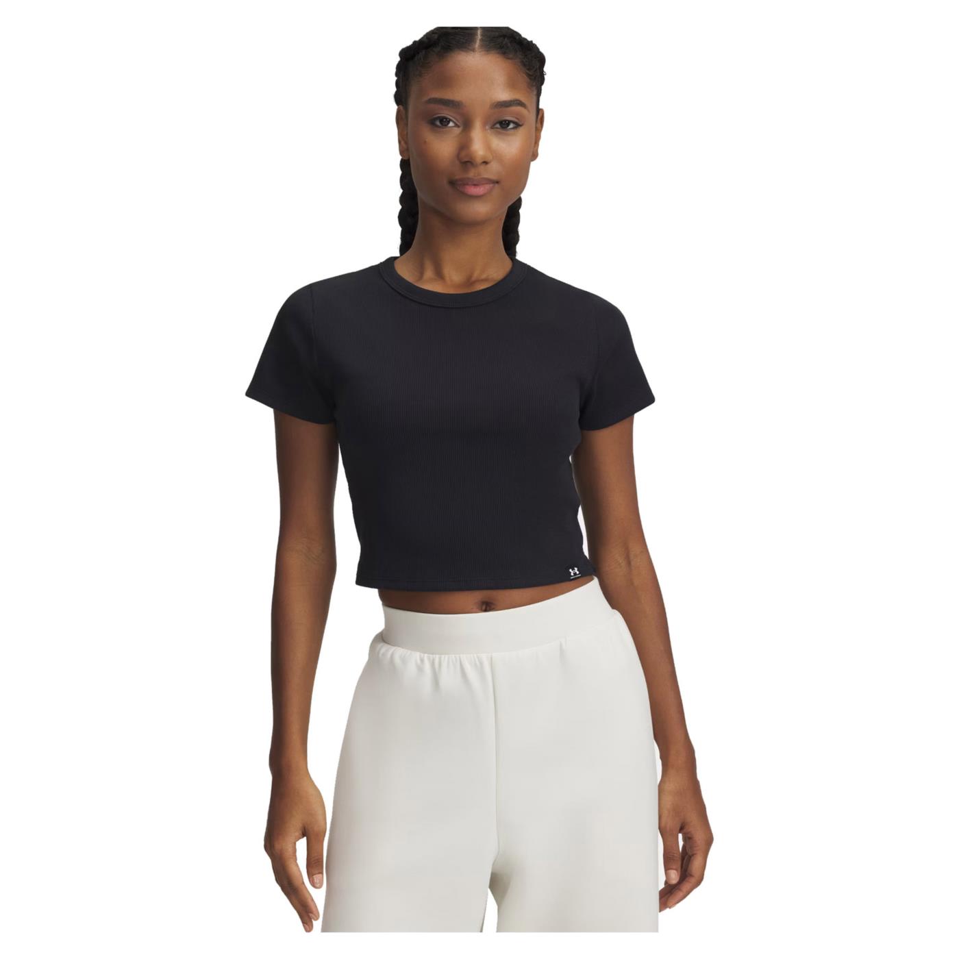 UNDER ARMOUR W RIVAL RIB BABY TEE - Nero - immagine principale