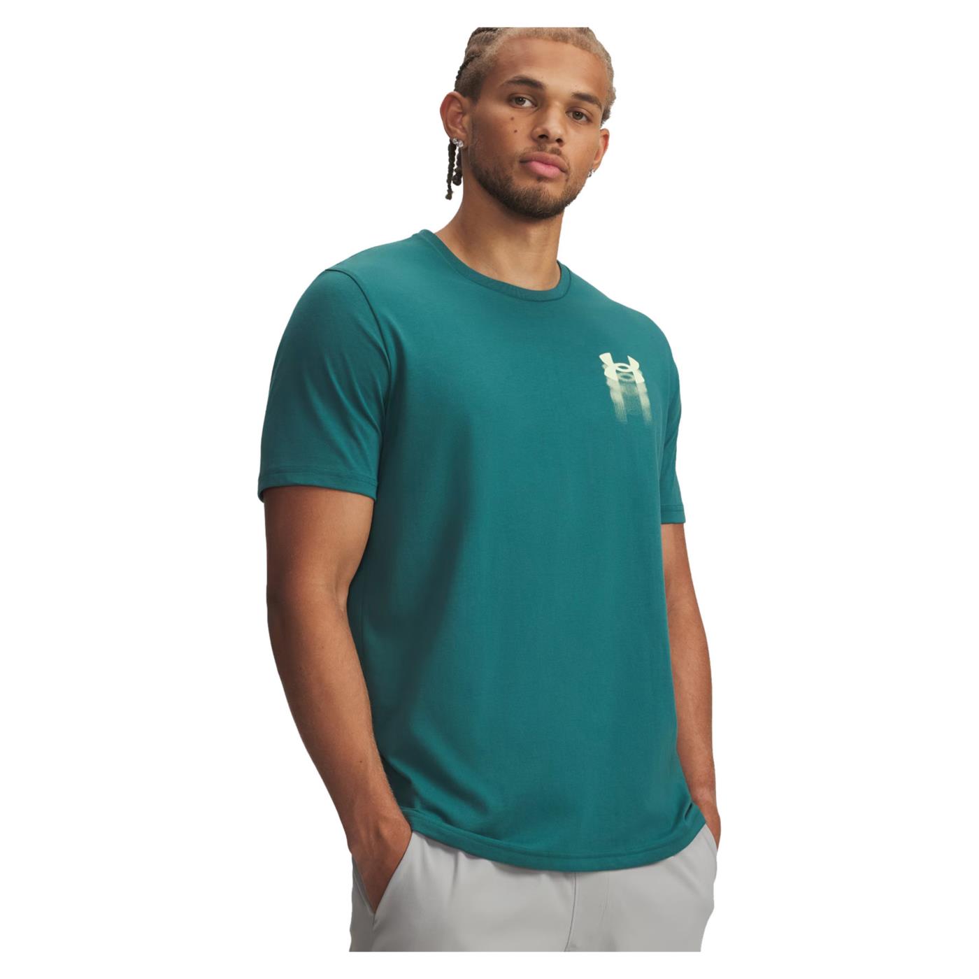 UNDER ARMOUR BLUR LOGO SS TEE - Turchese - immagine principale