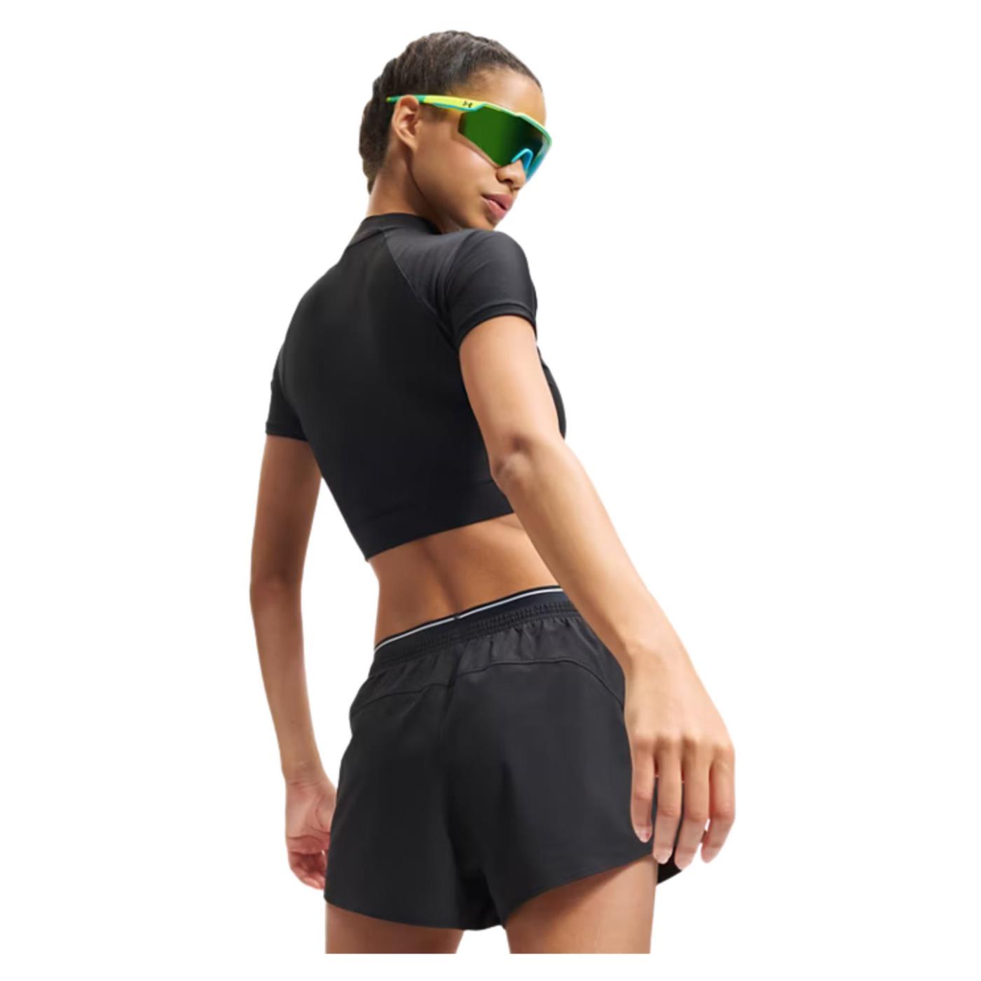 UNDER ARMOUR W HEATGEAR CROP MOCK TEE - Nero - vista 2