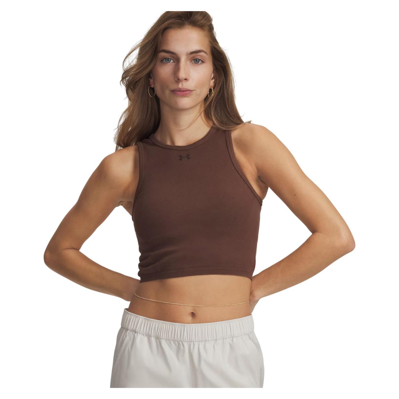 UNDER ARMOUR SEAMLESS COTTON HAND TANK - Marrone scuro - immagine principale