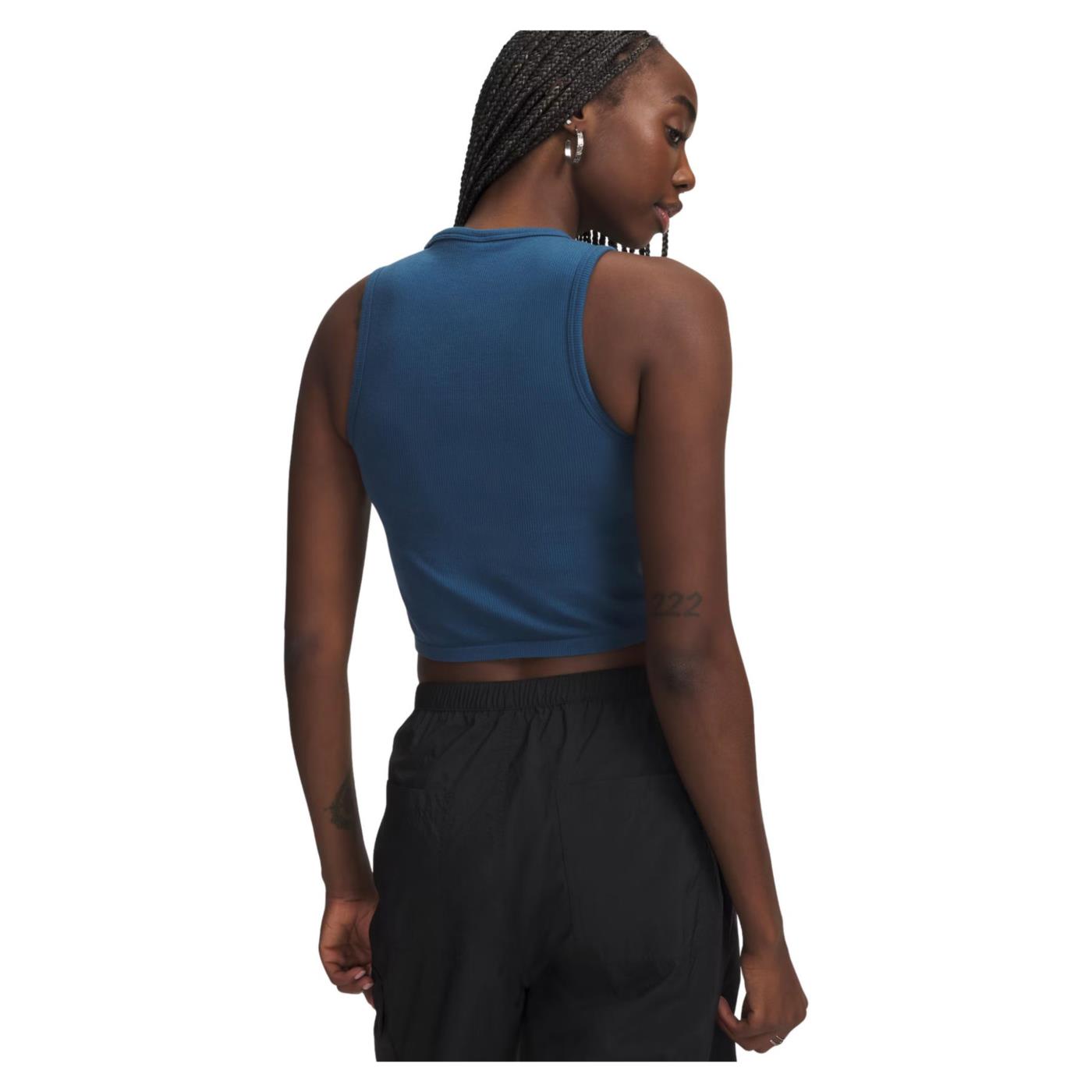 UNDER ARMOUR SEAMLESS COTTON HAND TANK - Blu - vista 2