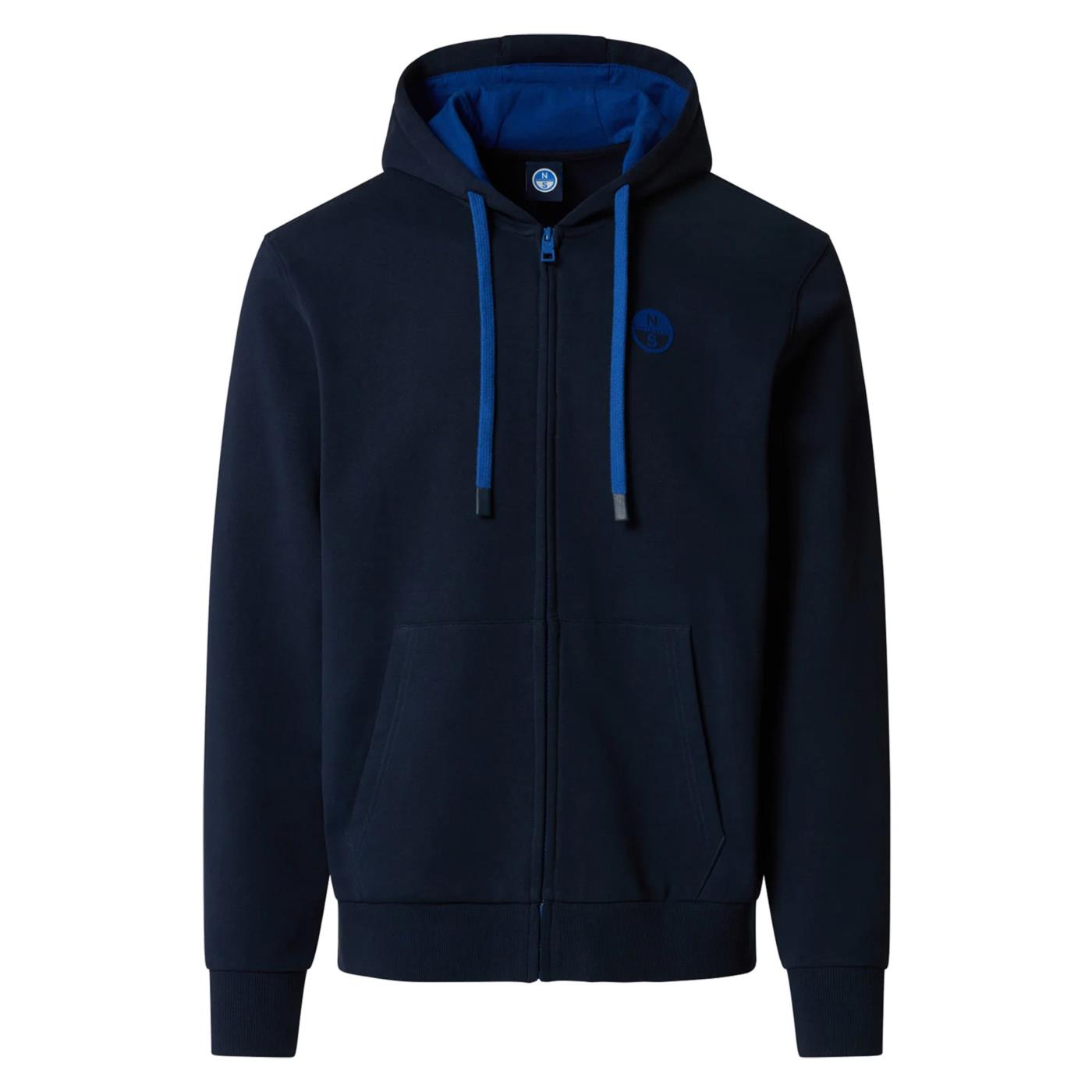 NORTH SAILS FELPA LOGO HOODY FULL ZIP - Blu - vista 3