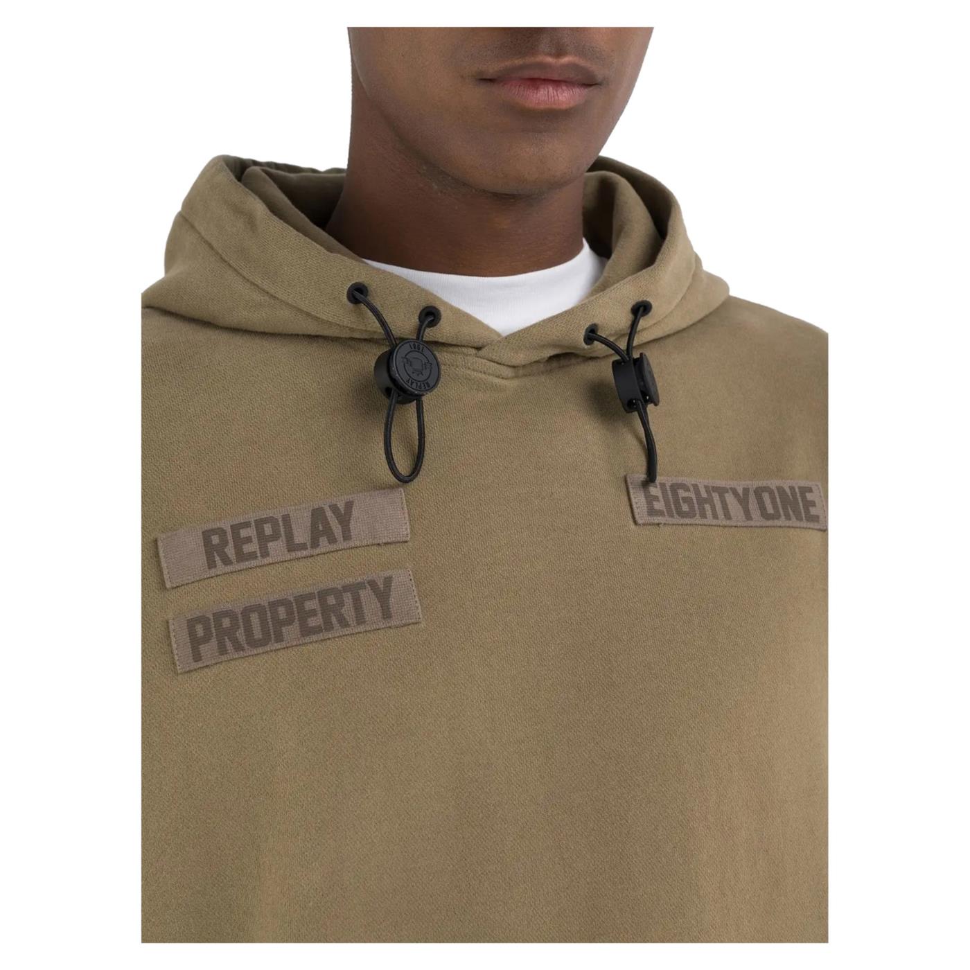 REPLAY FELPA CAPPUCCIO E PATCH