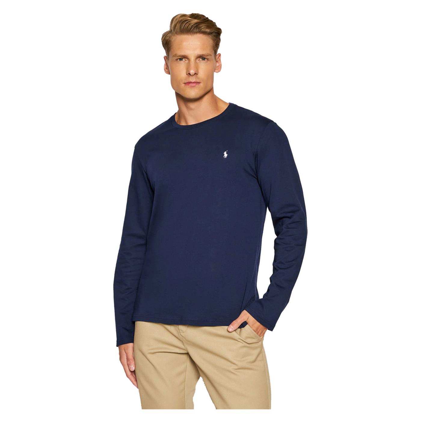RALPH LAUREN T-SHIRT LS SMALL LOGO - Blu - immagine principale
