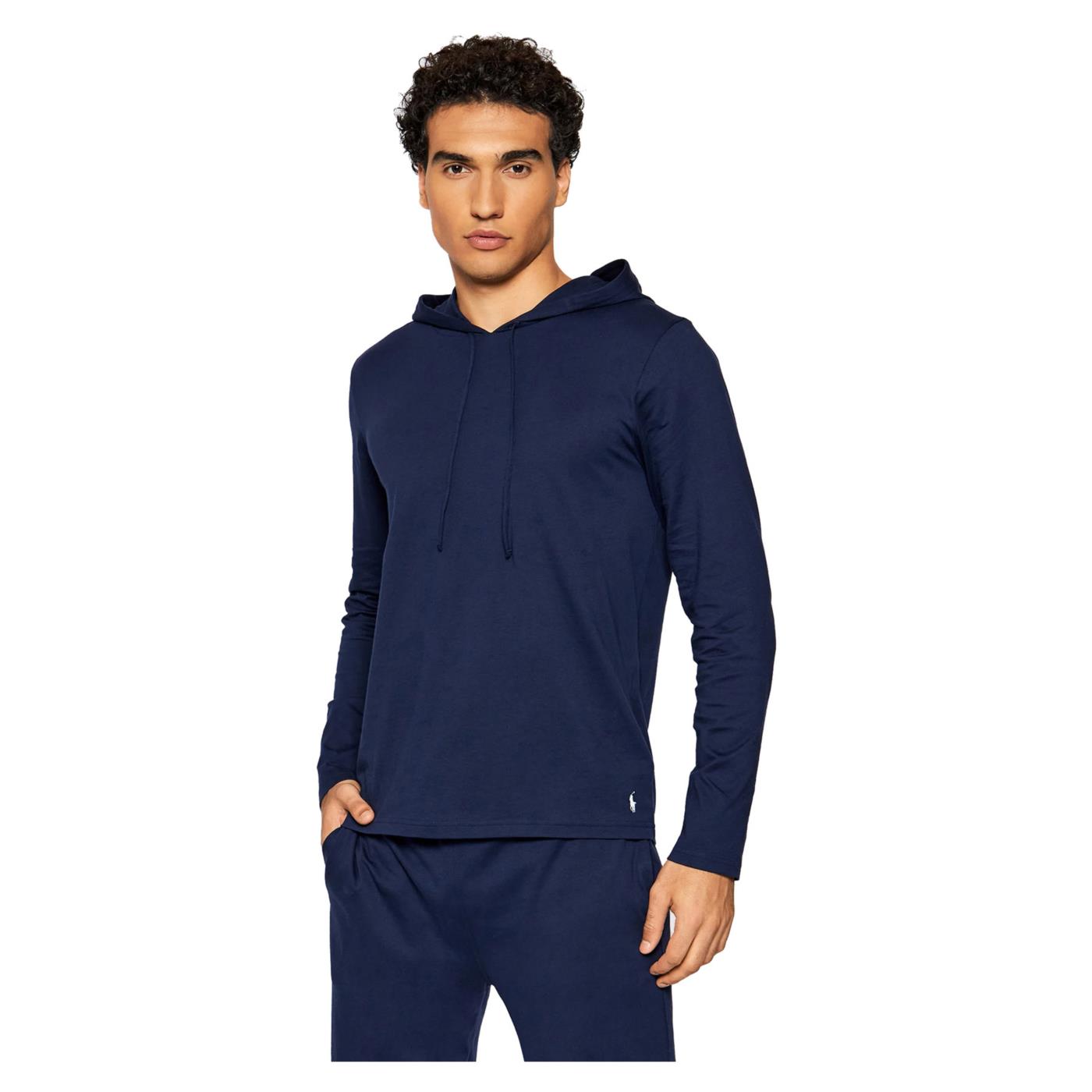 RALPH LAUREN TEE LS HOOD SMALL LOGO - Blu - immagine principale